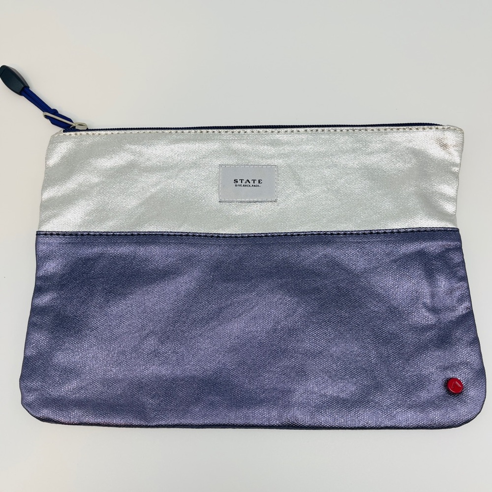 “STATE Bags" Brand Toiletry Travel Makeup Bag pouch Purple and Silver NWT